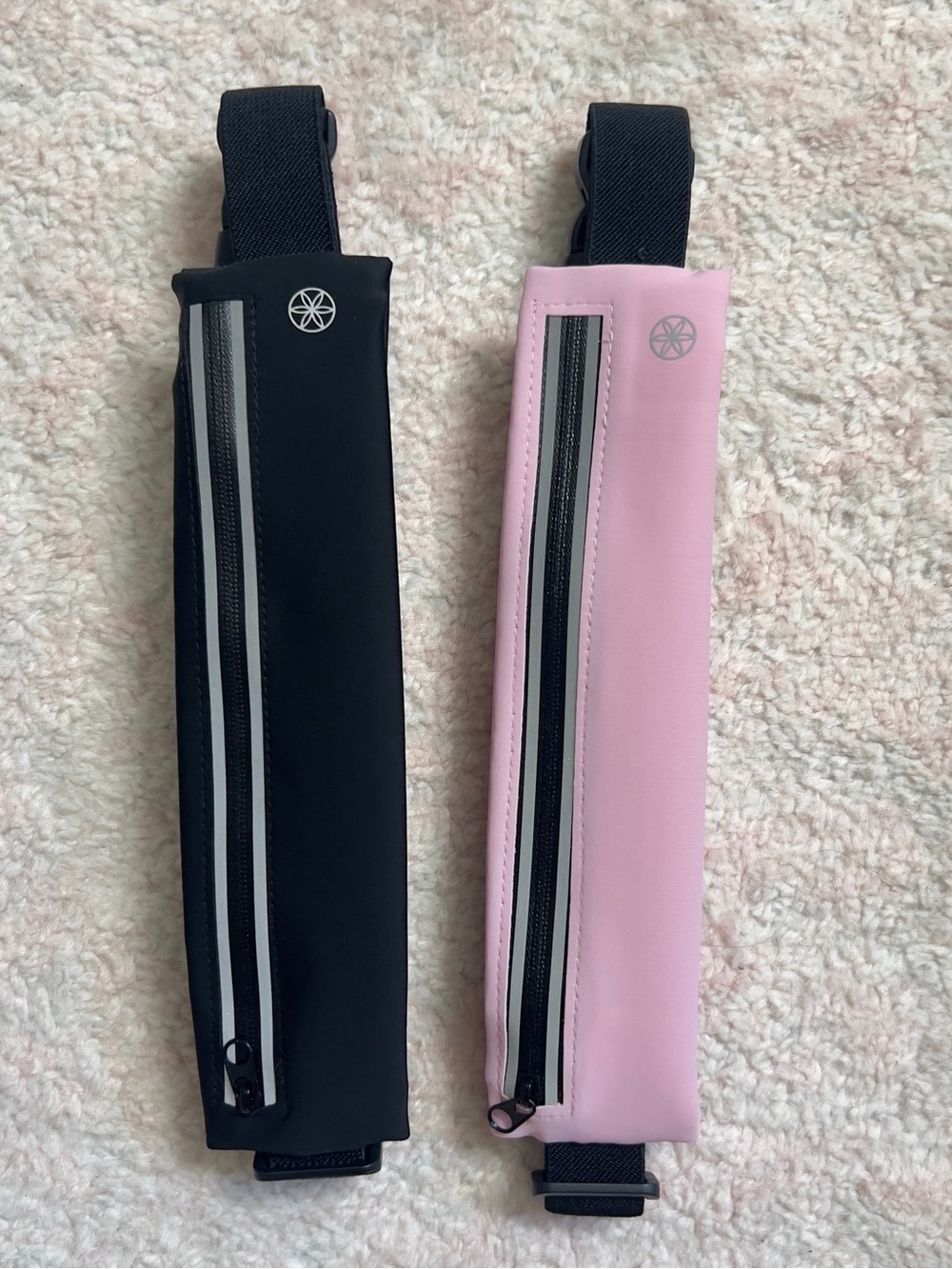 Pink and Black Travel Waist Pouches with Reflective Stripe
